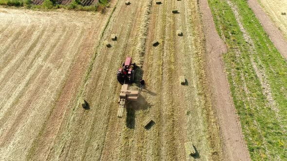 Agricultural Countryside with a Tractor