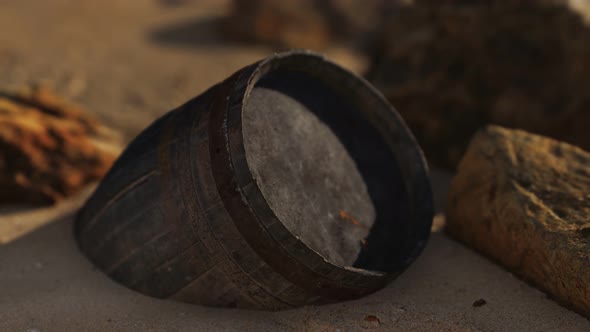 Old Wooden Barrel at Sand Beach