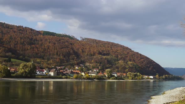 Autumn View Of Small Austrian Village On A River Bank 2