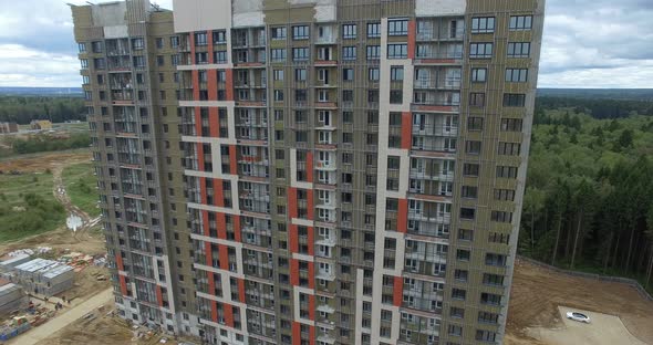 Aerial View of New Apartment House Built Far From the City Dust alt