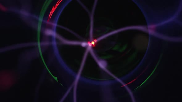 Lasers of plasma ball moving in slow motion