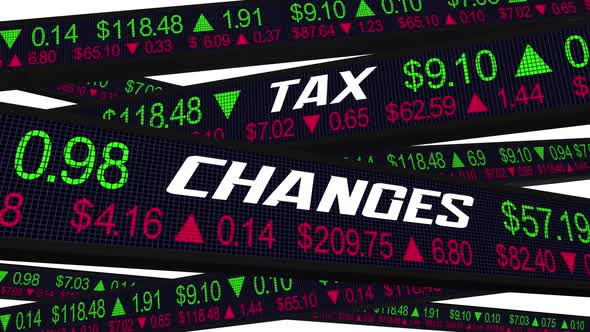 Tax Changes Stock Market Investment Income Tickers 3d Animation