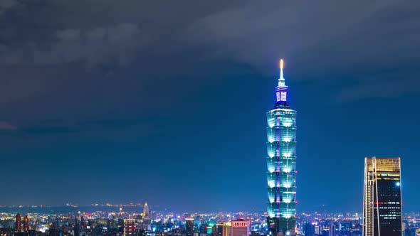 time lapse of city night view in Taipei, Taiwan