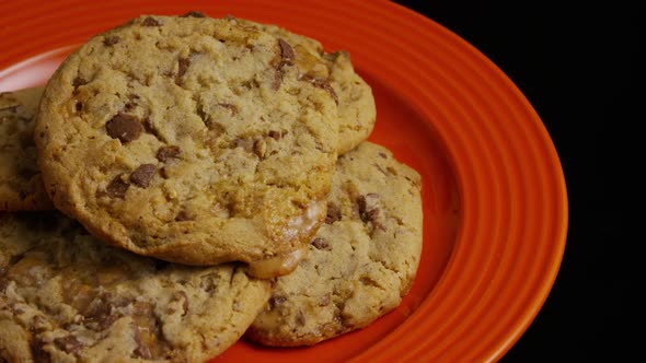 Cinematic, Rotating Shot of Cookies on a Plate