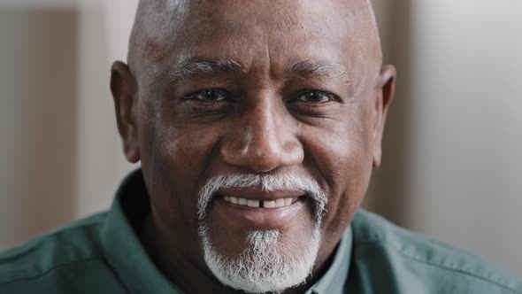 Extreme Close Up Happy Smiling Old Wrinkled Male Face