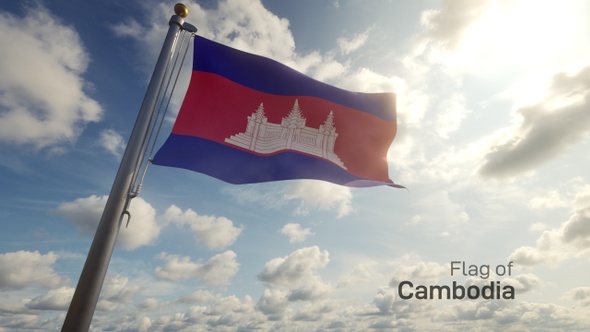 Cambodia Flag on a Flagpole