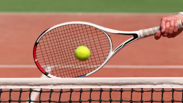 Super Slow Motion Shot of Tennis Hit Over the Net at 1000Fps