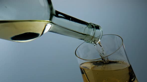 White Wine Filling Goblet Closeup