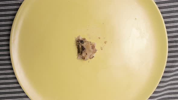 Moving and Disappearing Chocolate Chip Cookie on Yellow Plate, Stop Motion