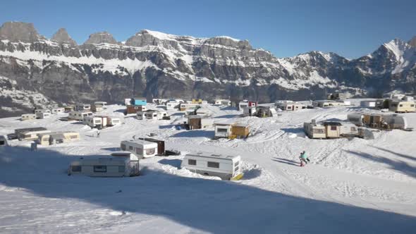 Trailerpark in Flums, Switzerland. Holiday trailerpark.