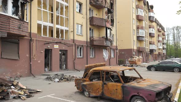 A Destroyed Residential Building in the Kyiv Region As a Result of Shelling By the Russian Army