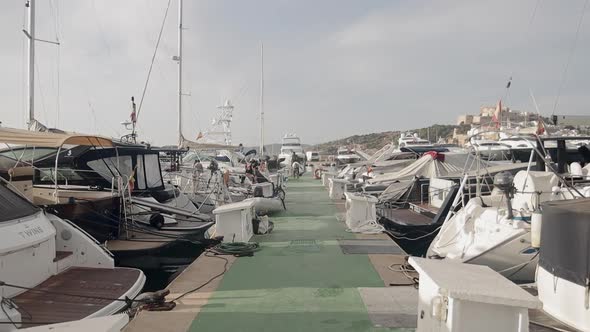 Slowmotion traveling of the port of Ibiza, Spain. Pro Res
