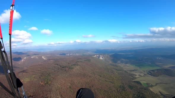 Paragliding Free Flight above Autumn Mountains Nature