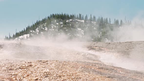 World Famous Yellowstone National Park  Nature Landscape View on Winter Day