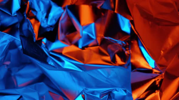 Colorful Texture of Foil in Changing Red and Blue Lights