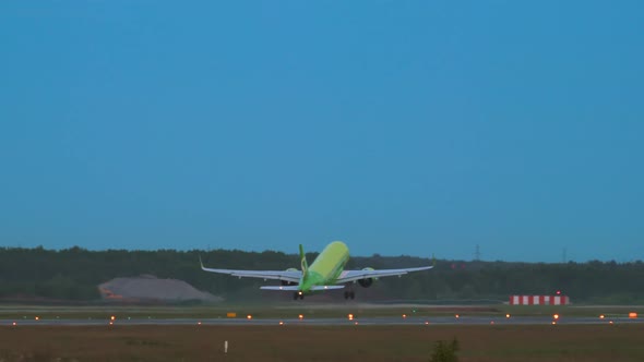 Jet Airliner Takes Off