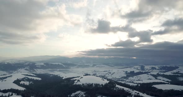 Aerial Shot of Majestic Sunrise in the Mountains