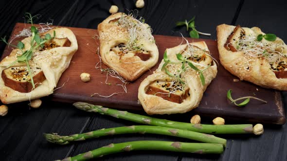 Vegetarian Food Puff Pastry Envelope with Smoked Cheese