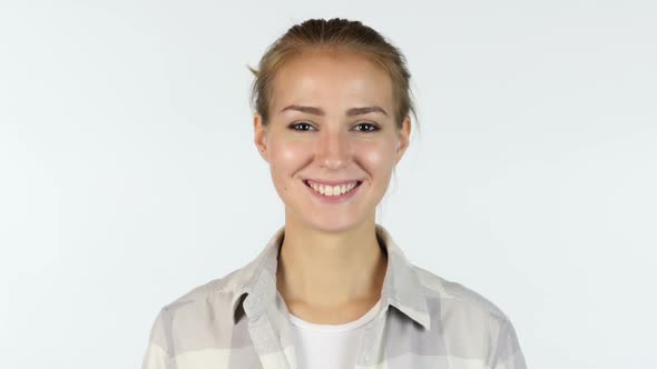 Portrait Of Smiling female Student Girl , Designer ,White Background