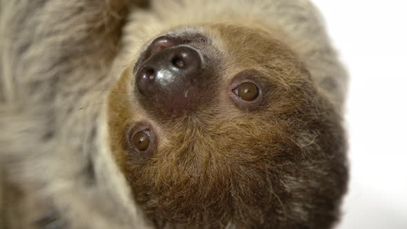 Amazing sloth in slow motion eating sweet potatoes