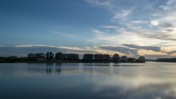 sunset over the lake