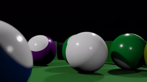 Balls on a billiard table.
