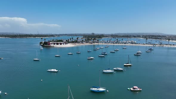 Aerial View of Boats and Kayaks in Mission Bay San Diego California