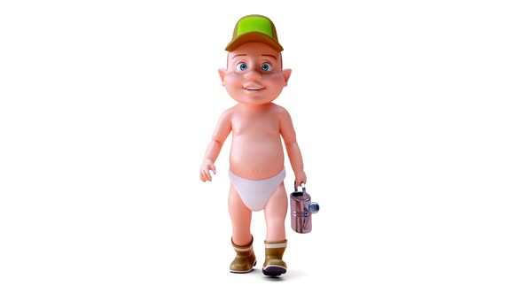 Fun 3D cartoon of a baby gardener alt