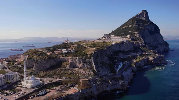 Aerial View Of King Fahad bin Abdulaziz Al-Saud Mosque At Europa Point In Gibraltar.