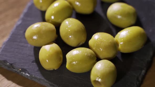 Green Olives, Pickled, Rotate Front of the Camera