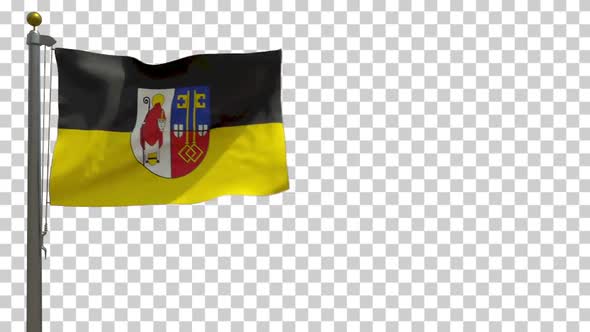 Krefeld City Flag (Germany) on Flagpole with Alpha Channel - 4K
