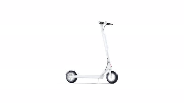 Blank white electric scooter with banner mock up, looped rotation