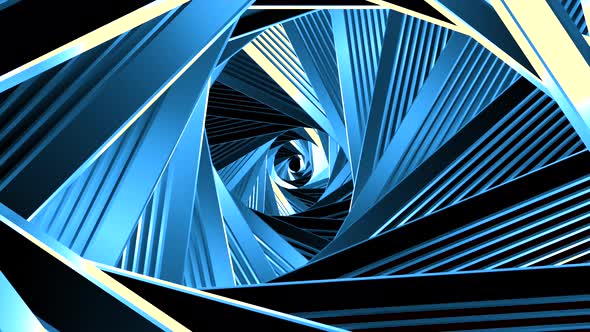 Triangular Spiral Twisted Corridor Geometric Spinning Background Seamless Loop