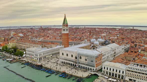 Aerial View Historical Attractions City of Venice in Italy Doge's Palace Famed San Marco Public