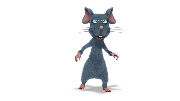 Cartoon 3D Rat Fun Dance  Looped on White