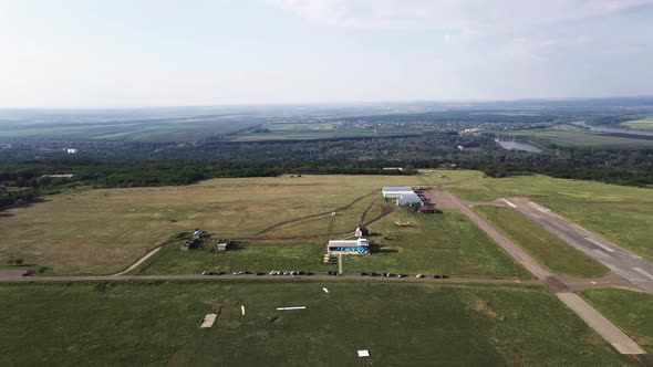Wonderful View Filmed From Above of an Aerodrome Located on Top of a Hill in Europe