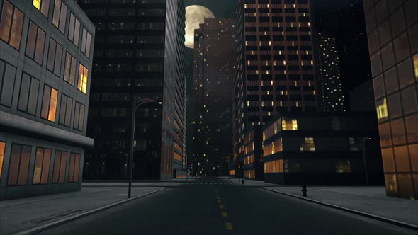 Empty city street at night v2