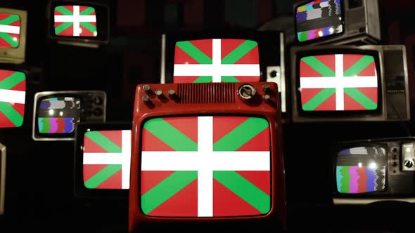 Flag of the Basque Country, Spain, and Retro TVs.