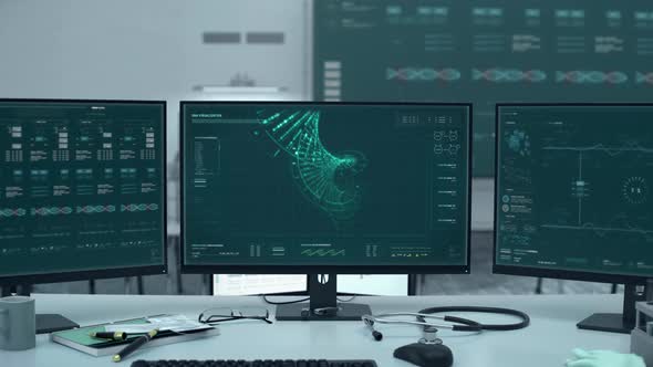 Researching the composition of the genetic cells at the modern laboratory