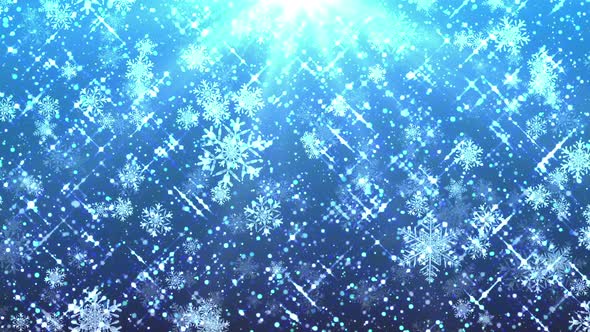 Glitter Snowflakes Blue Background