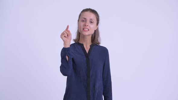 Angry Young Businesswoman Talking and Complaining