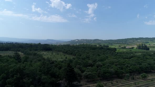 Around Mont Ventoux in Provence in France from the sky