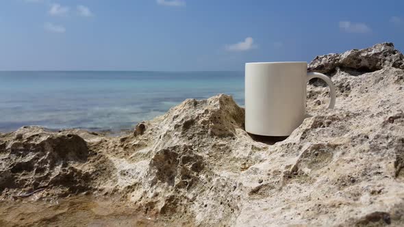 Aerial top down texture of relaxing shore beach journey by clear sea with white sandy background of 