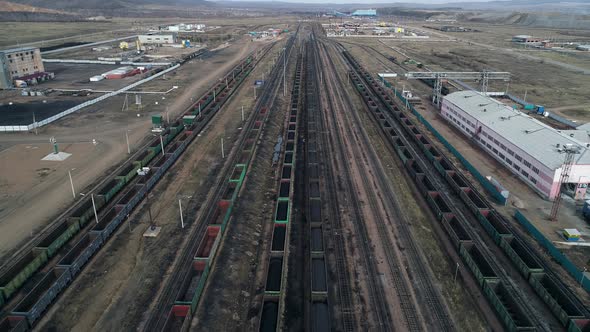 Panorama Aerial View Shot of Coal Processing Plant Industrial Production