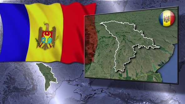 Moldova Flag And Map Animation