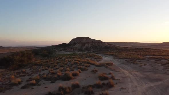 Bardenas Reales Desert At Sunset In Spain
