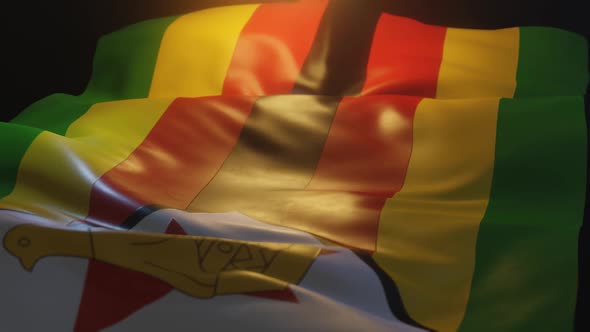 Zimbabwe Flag Low Angle View