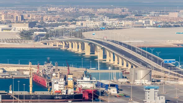 New Sheikh Khalifa Bridge in Abu Dhabi Timelapse United Arab Emirates