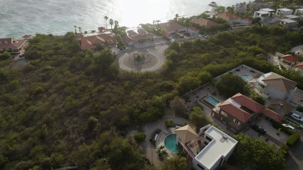 Aerial orbit over the vacation houses in the Caribbean