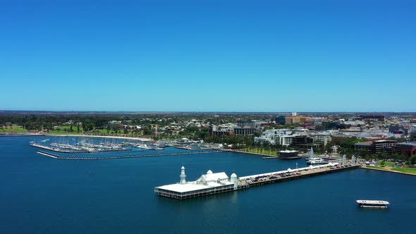 AERIAL Geelong City Waterfront With Cunningham Pier And Marina